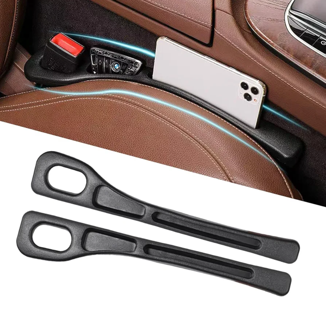 2 PCS Car Seat Gap Filler with Organizer, Upgrade Universal Fit Car Side Seat Gap Filler for Car Storage and Stop Things from Dropping for Cars, SUVs, Truck (Black)
