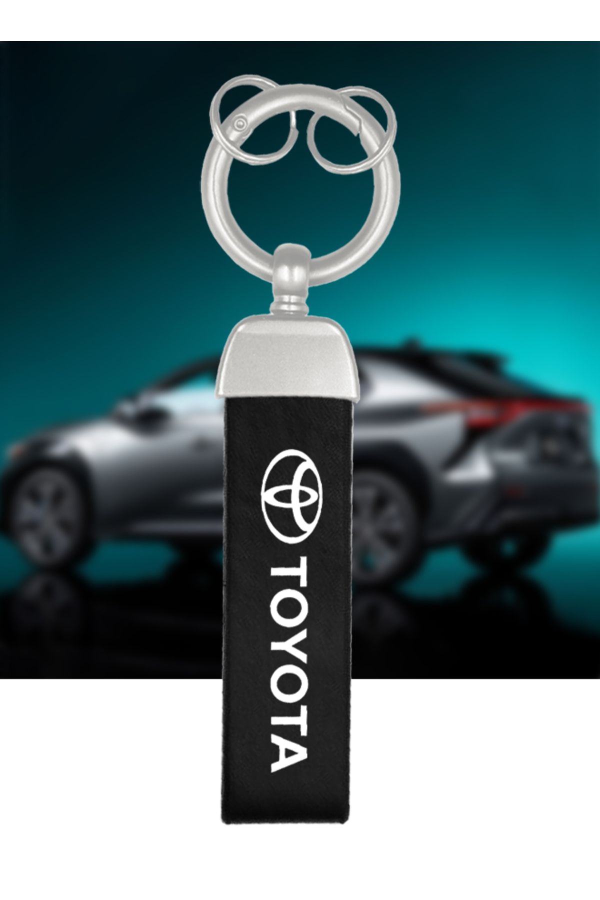 Toyota Logo PU Leather Key Chain Wristlet Tag Keyring for Automotive Car, SUV