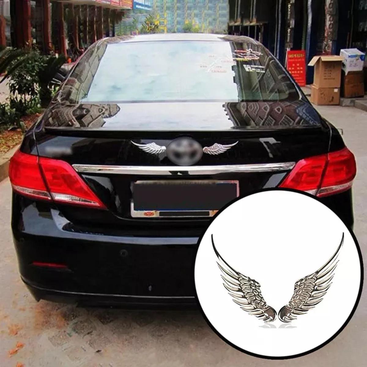 1 pair 3D Metal Angel Hawk Wings Emblem Badge Decal Car motorcycle Sticker silver