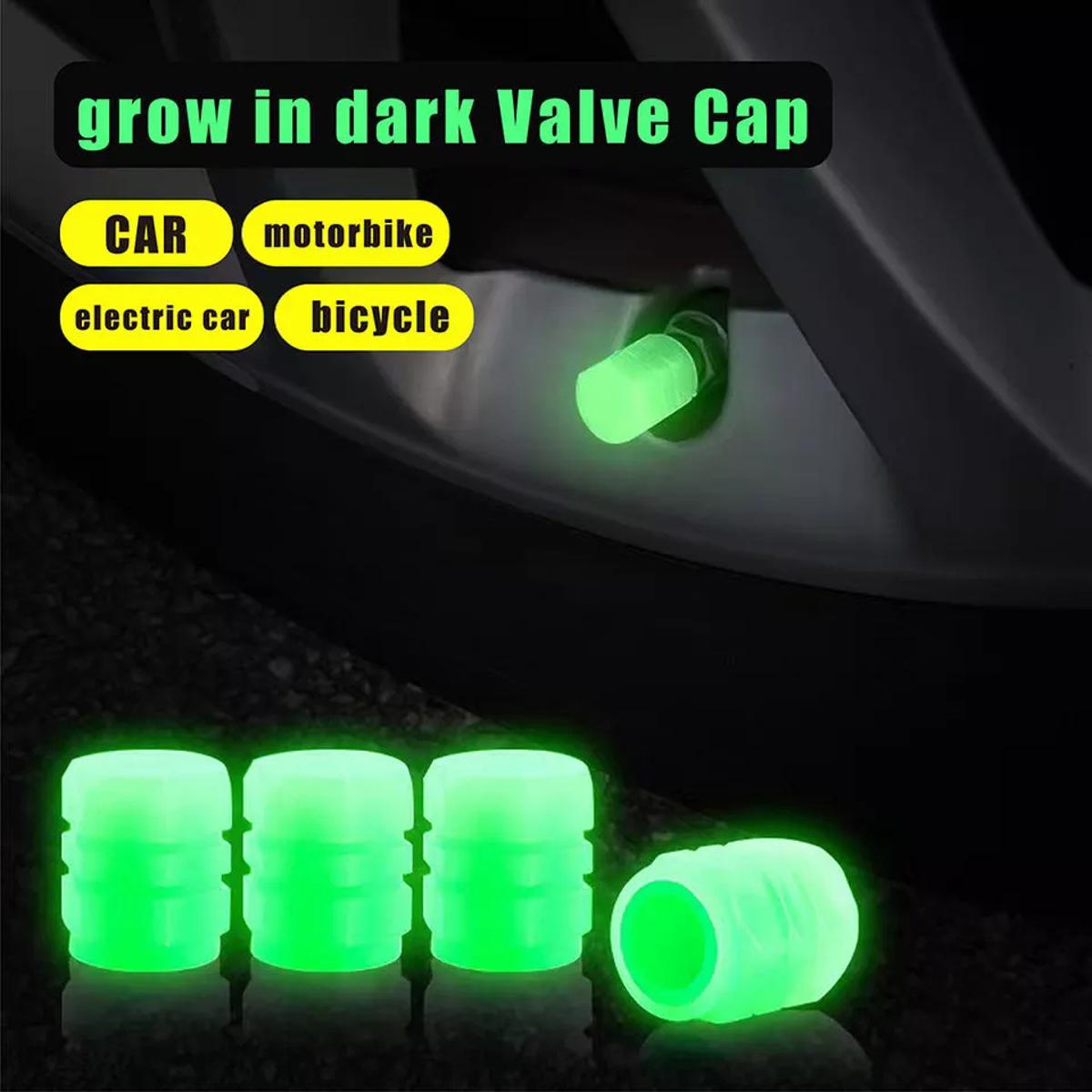 Universal Luminous Tire Valve Cap Car Wheel Hub Glowing Dust-proof Decorative Tyre Rim Stem Covers Applicable for Car Bike