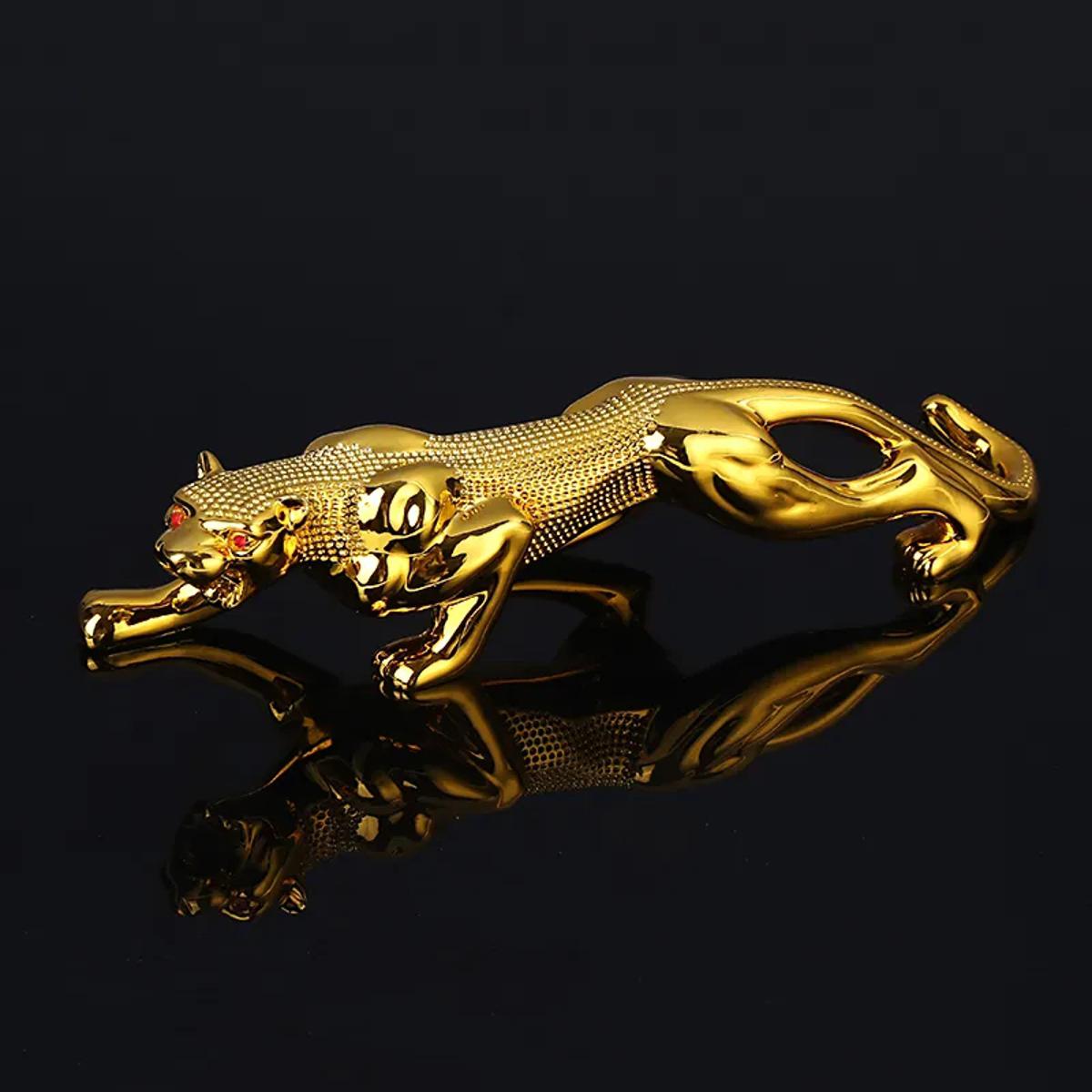 Leopard Decoration For Car Dashboard - Golden