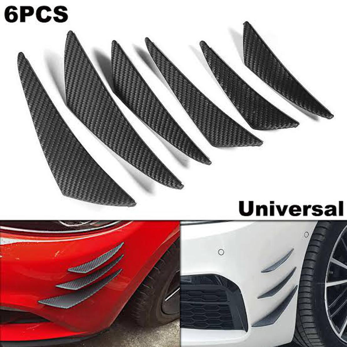 6pcs Carbon Fiber Universal Car Bumper Spoiler Canards Decorative Sitcker Fins
