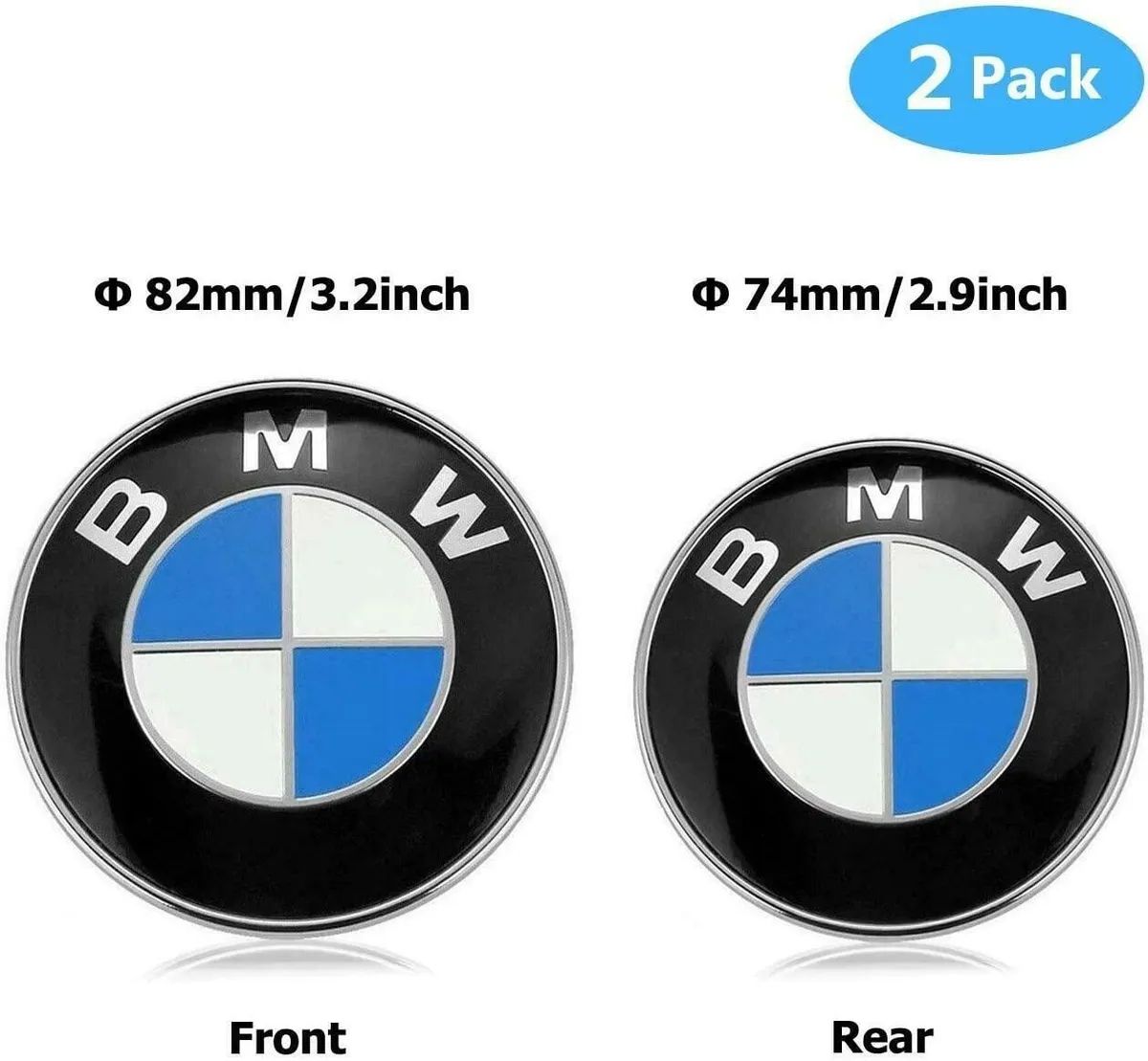 BMW Emblems Hood & Trunk 82mm + 74mm BMW Logo Universal