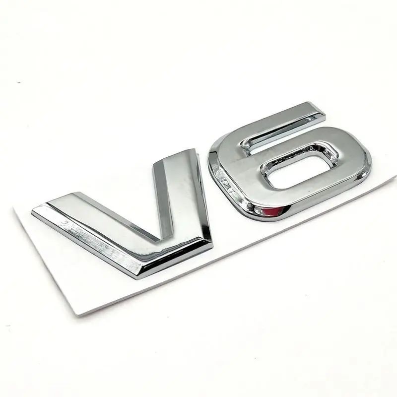 1Pcs 3D Metal Car Decoration Decal Metal Self Adhesive V6 Truck Car Badge Emblem Sticker for Universal Cars