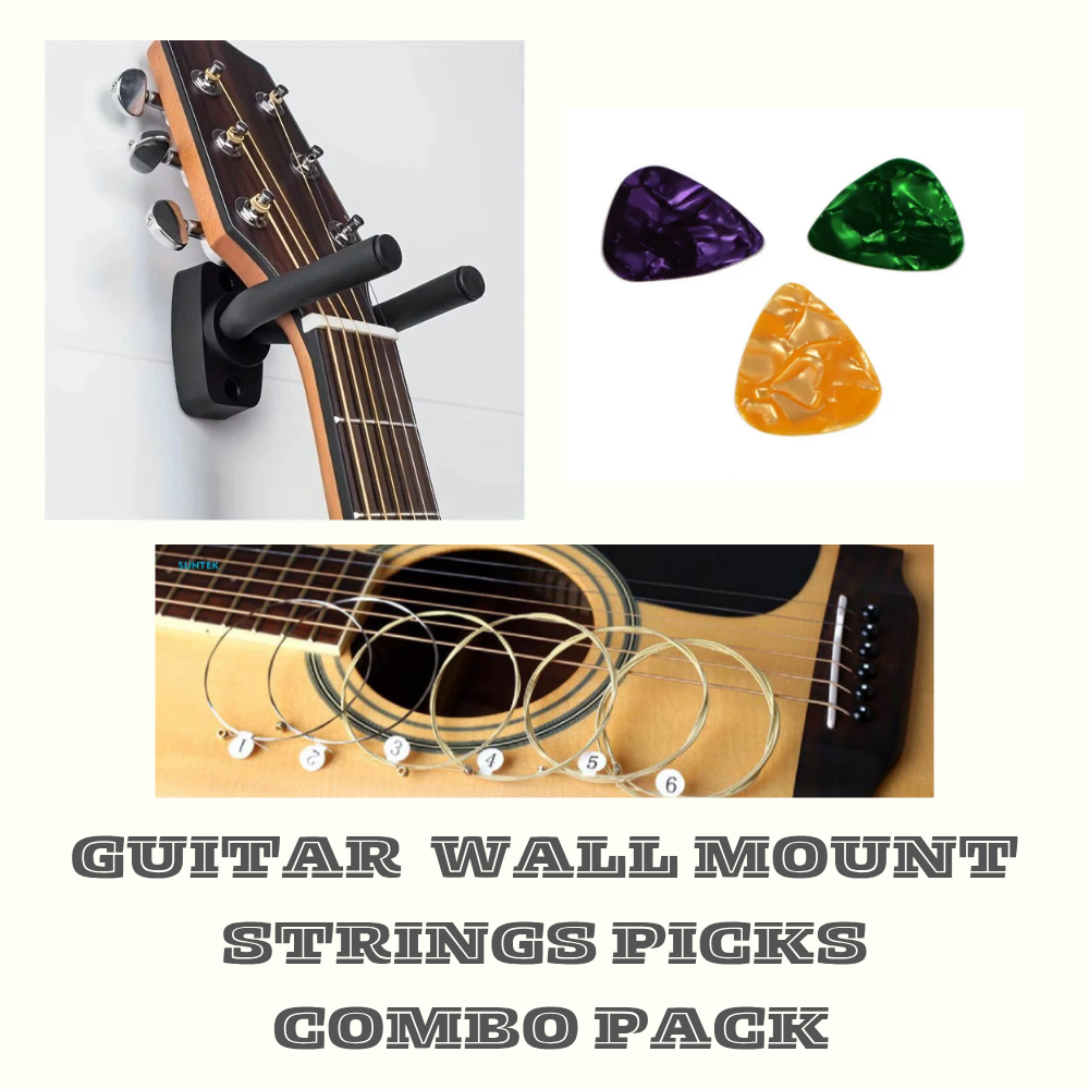 Guitar Wall Mount full set Strings 3 pcs Picks Combo pack