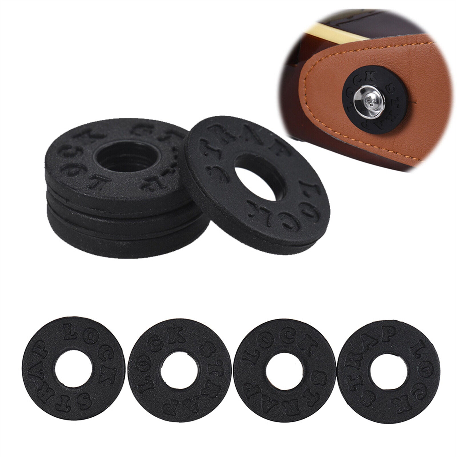 2PCS Guitar Strap Locks Blocks Anti Slip For Acoustic Electric Guitar Bass Black