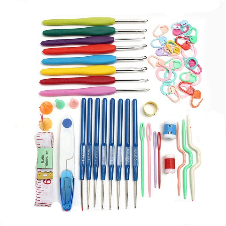 1set Ergonomic Crochet Hook Set Extra Long Kit Crochet Needles Knitting Crochet Tricot Accessories For Beginners Comfortable